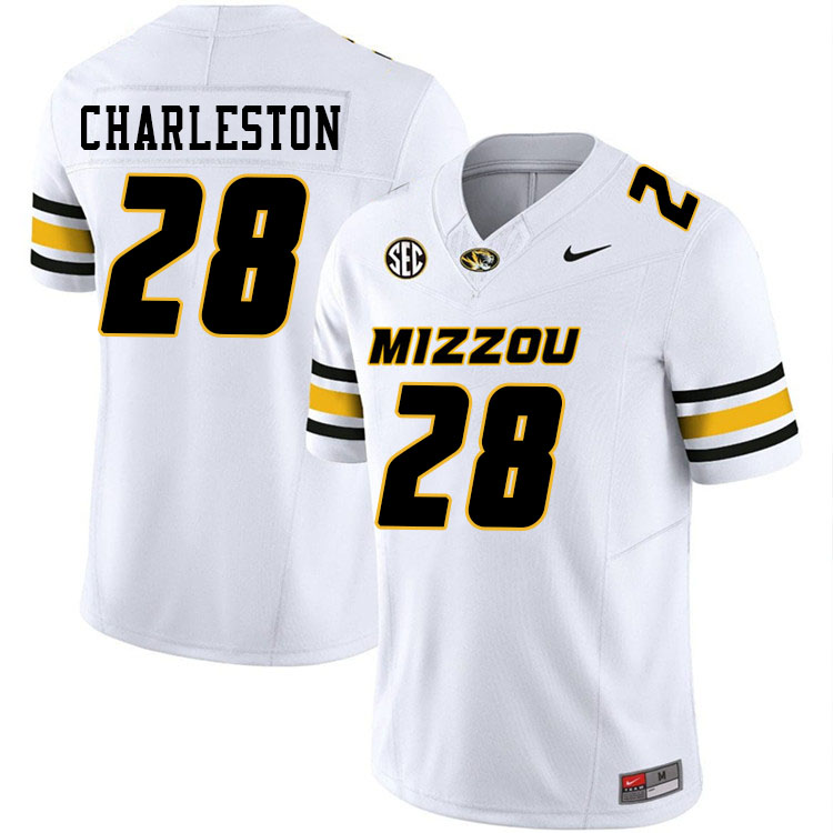 Men #28 Joseph Charleston Missouri Tigers College Football Jerseys Stitched-White